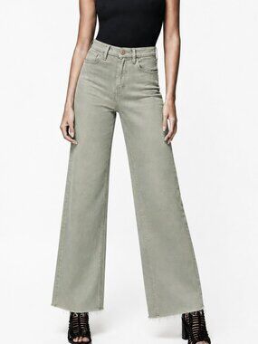 Stradivarius "cullottes" wide leg high rise sage jeans